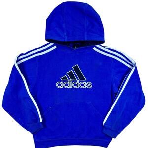 Adidas Youth Medium Blue Hoodie 3-Stripes Pullover Sweatshirt Classic Logo